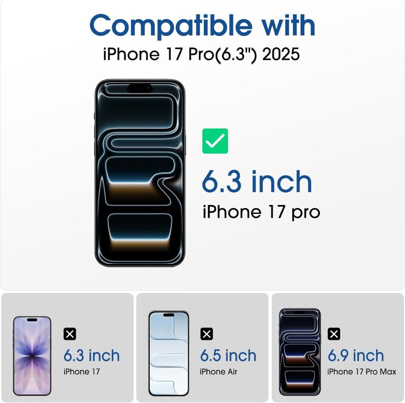amFilm OneTouch for iPhone 17 Pro Screen Protector 6.3'' Tempered Glass