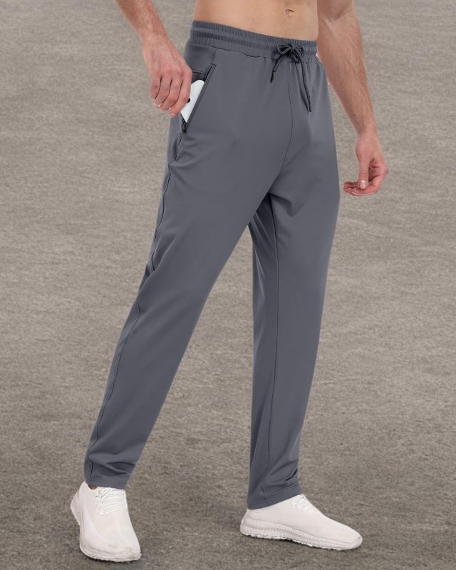 PARISDIARY 3 Pack Mens Athletic Sweatpants with Zipper Pockets,Workout Gym Joggers Pants for Men Running Jogging Pants