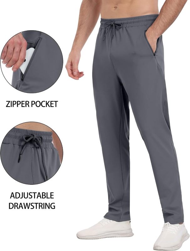 PARISDIARY 3 Pack Mens Athletic Sweatpants with Zipper Pockets,Workout Gym Joggers Pants for Men Running Jogging Pants