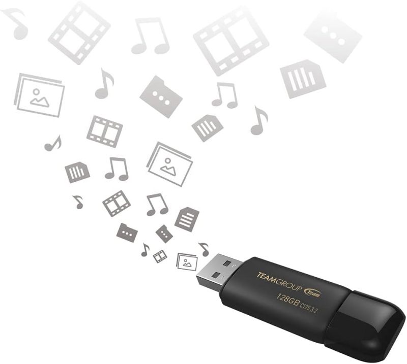 TEAMGROUP C175 128GB USB 3.2 Gen1 (USB 3.1/3.0) Read 100MB/s Flash Thumb Drive, Memory Stick Compatible with Computer/Laptop Matte Black TC1753128GB01