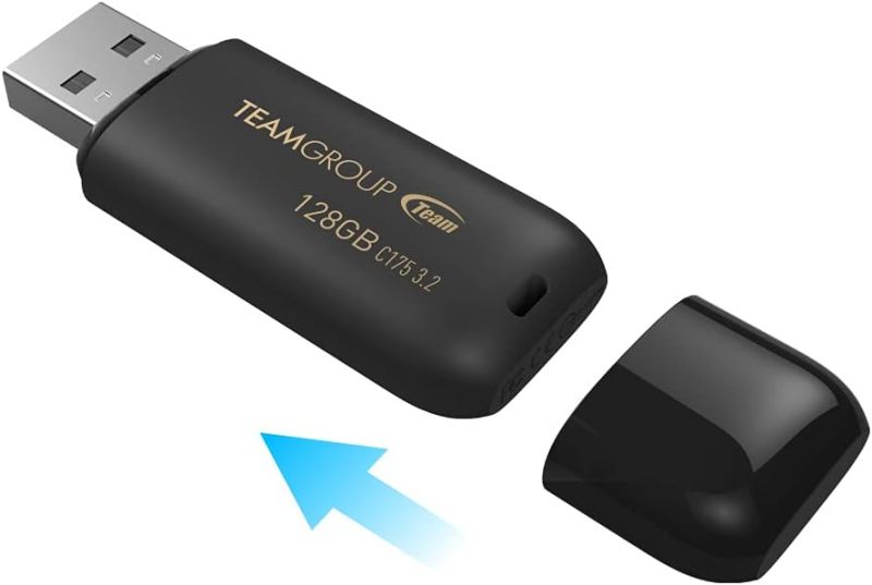 TEAMGROUP C175 128GB USB 3.2 Gen1 (USB 3.1/3.0) Read 100MB/s Flash Thumb Drive, Memory Stick Compatible with Computer/Laptop Matte Black TC1753128GB01