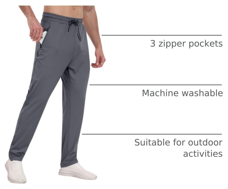 PARISDIARY 3 Pack Mens Athletic Sweatpants with Zipper Pockets,Workout Gym Joggers Pants for Men Running Jogging Pants