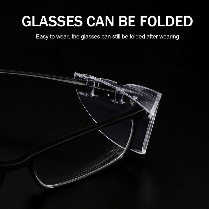 MELASA Safety Glasses Side Shields for Glasses, Slip on Clear Eye Glasses