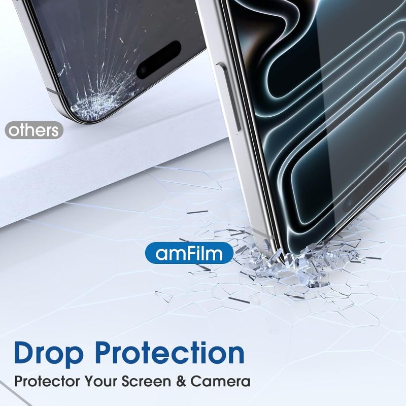 amFilm OneTouch for iPhone 17 Pro Screen Protector 6.3'' Tempered Glass