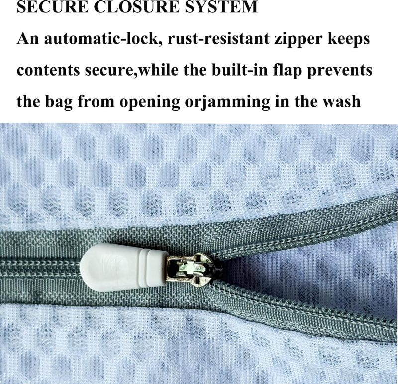 3Pcs Mesh Laundry Bags Durable Zipper Wash Bags for Delicates, Lingerie, Bras, Underwear, Baby Clothes, Shoe, Sock - Protect Garments in Washing Machine Pouch Net Bag Travel (3 Medium(12 x 16 Inches))