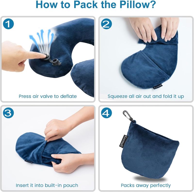 Keemall Inflatable Neck & Shoulder Travel Pillow for Airplane Naps