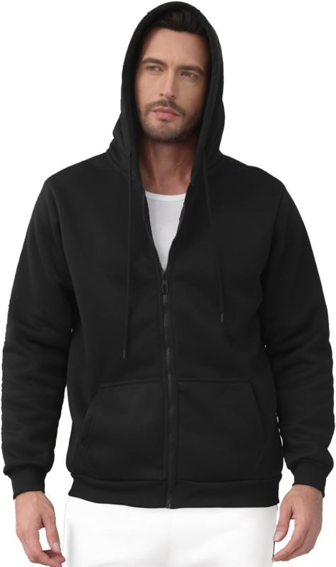 JIHUILAI Men's Fleece Hoodies with Zipper Lightweight Long Sleeve Active Mens Jackets Sports Full Zip Sweatshirts, S-3XL