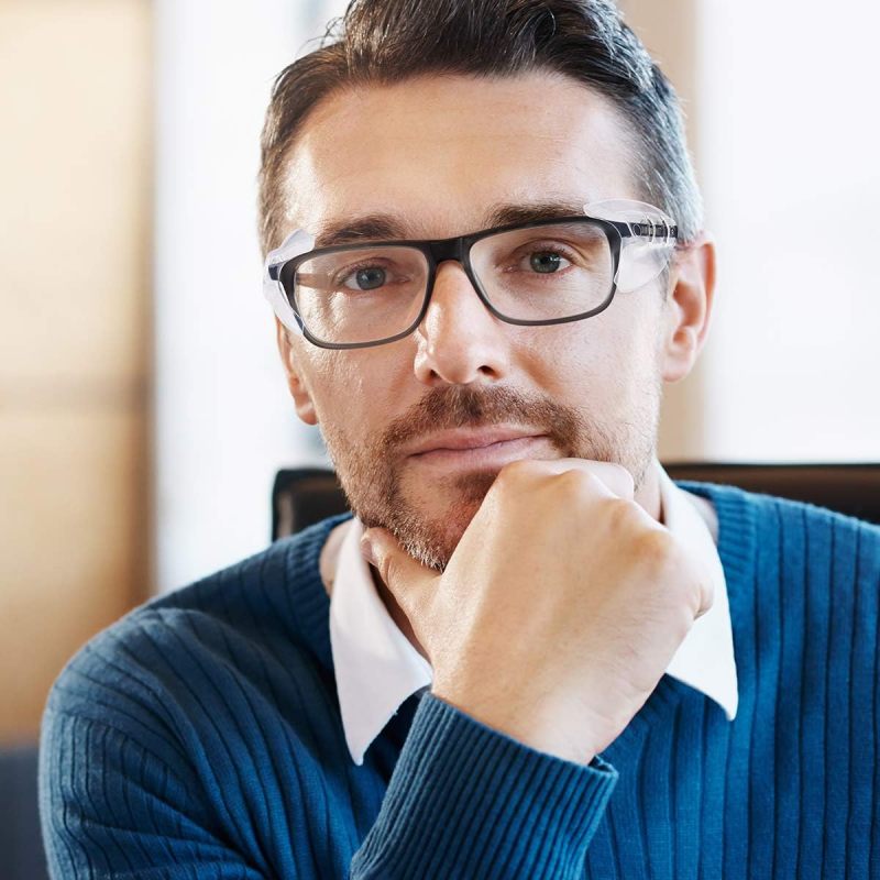 MELASA Safety Glasses Side Shields for Glasses, Slip on Clear Eye Glasses
