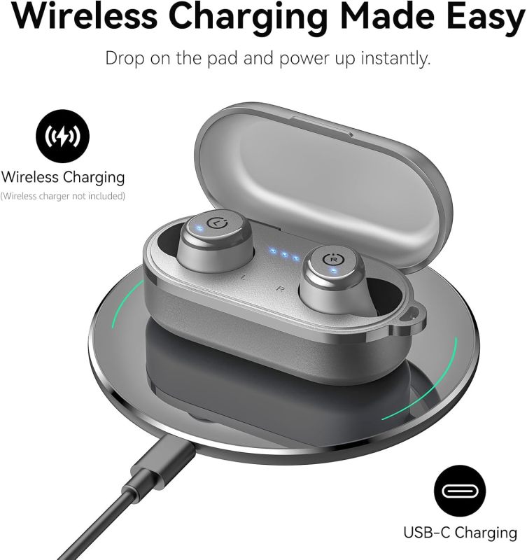 TOZO T10 Wireless Earbuds Powerful Bass Stereo Wireless Charging, APP, IPX8