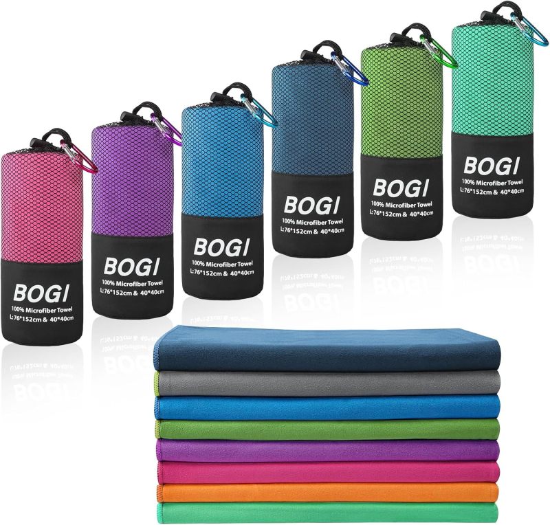 BOGI Microfiber Quick Dry Travel Sports Towel, Blue, 40"x20"