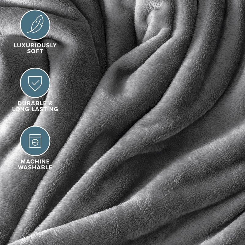 Bare Home Fleece Blanket Luxury Microplush (Twin/Twin XL, Grey)