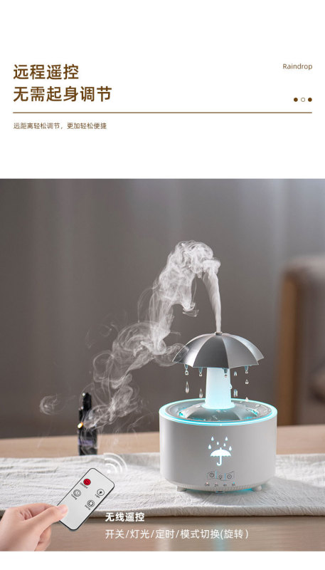 H0076 Raindrop Effect Humidifier & Aroma Diffuser Free Aroma Oil Included