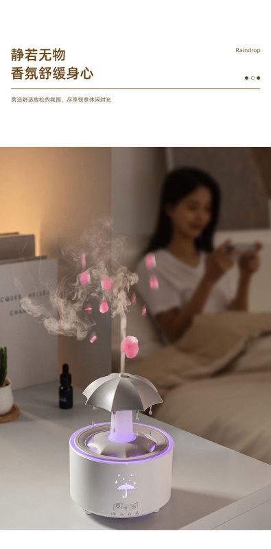 H0076 Raindrop Effect Humidifier & Aroma Diffuser Free Aroma Oil Included