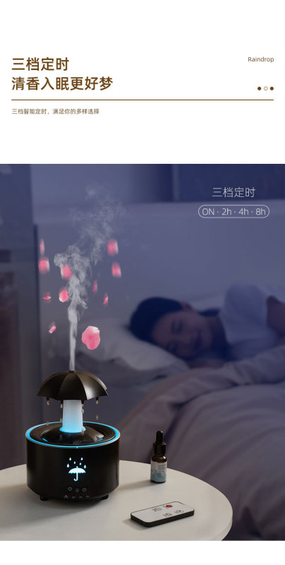 H0076 Raindrop Effect Humidifier & Aroma Diffuser Free Aroma Oil Included