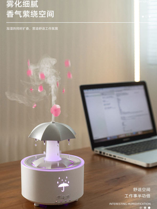 H0076 Raindrop Effect Humidifier & Aroma Diffuser Free Aroma Oil Included