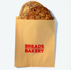 disposable paper bag for bakery kraft paper bag greeseproof customized logo for bakery shop