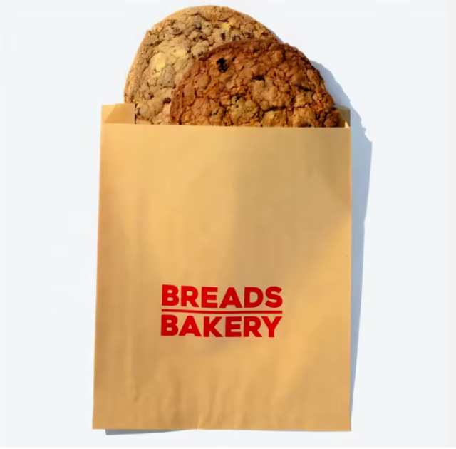 disposable paper bag for bakery kraft paper bag greeseproof customized logo for bakery shop