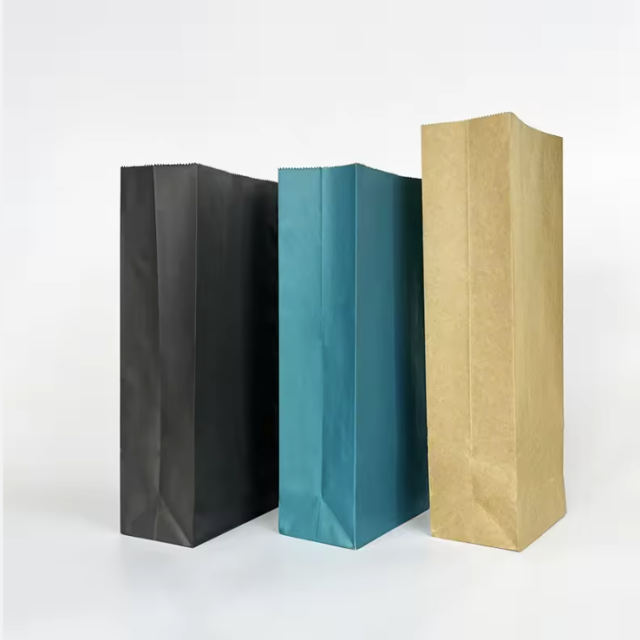 disposable food packaging bag kraft paper compostable paper bag Eco friendly customized logo and sizes