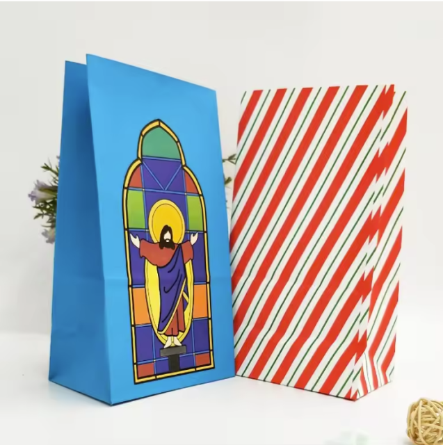 disposable paper food bag kraft paper compostable with customized logo and size