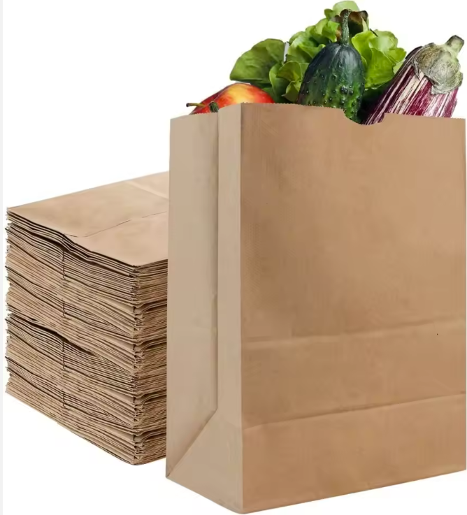 disposable food packaging bag kraft paper compostable paper bag Eco friendly customized logo and sizes