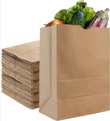 disposable food packaging bag kraft paper compostable paper bag Eco friendly customized logo and sizes