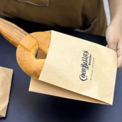 disposable paper bag for bakery kraft paper bag greeseproof customized logo for bakery shop