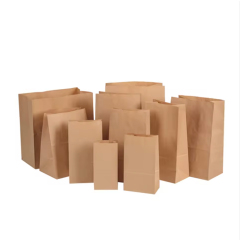 disposable food packaging bag kraft paper compostable paper bag Eco friendly customized logo and sizes