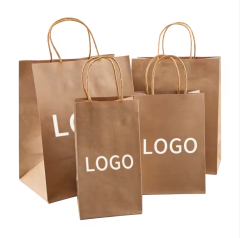 recyclable paper bag Eco friendly with twisted handle for packaging , shopping FSC paper