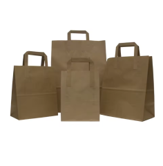 paper bag Eco friendly with falt handle for food packaging , shopping ,FSC paper ,customized logo