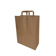recyclable paper bag Eco friendly with falt handle for food packaging , shopping ,FSC paper ,customized logo