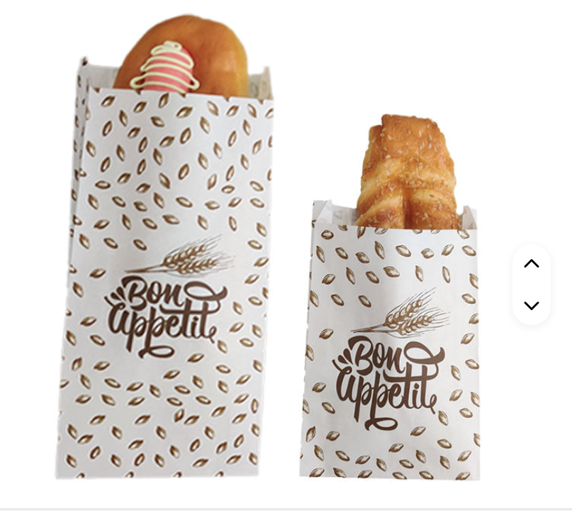 disposable paper bag for bakery kraft paper bag greeseproof customized logo for cookie