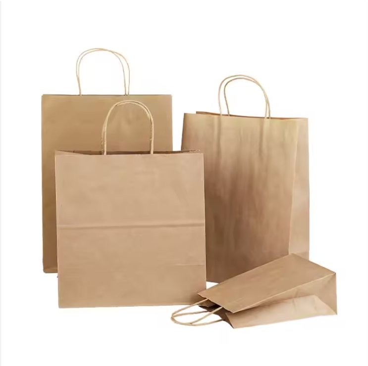 recyclable paper bag Eco friendly with twisted handle for packaging , shopping FSC paper