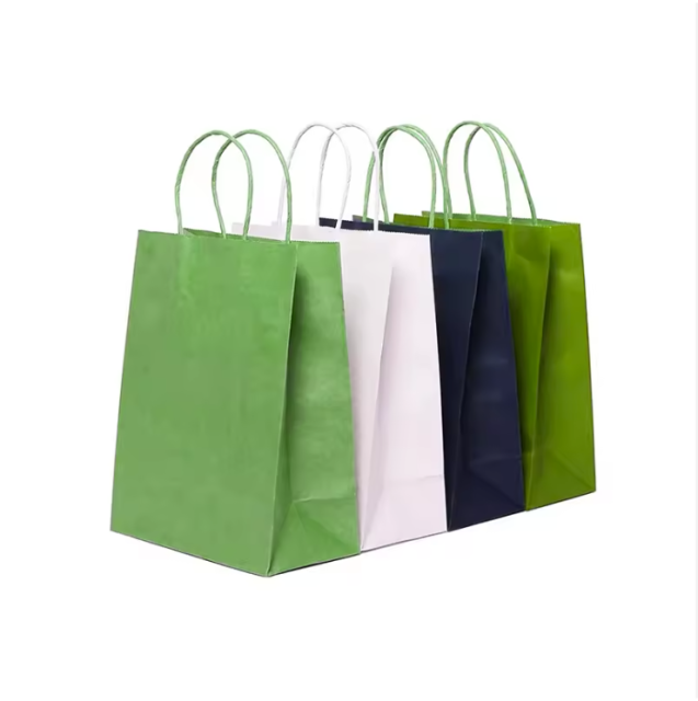 recyclable paper bag Eco friendly with twisted handle for packaging , shopping FSC paper