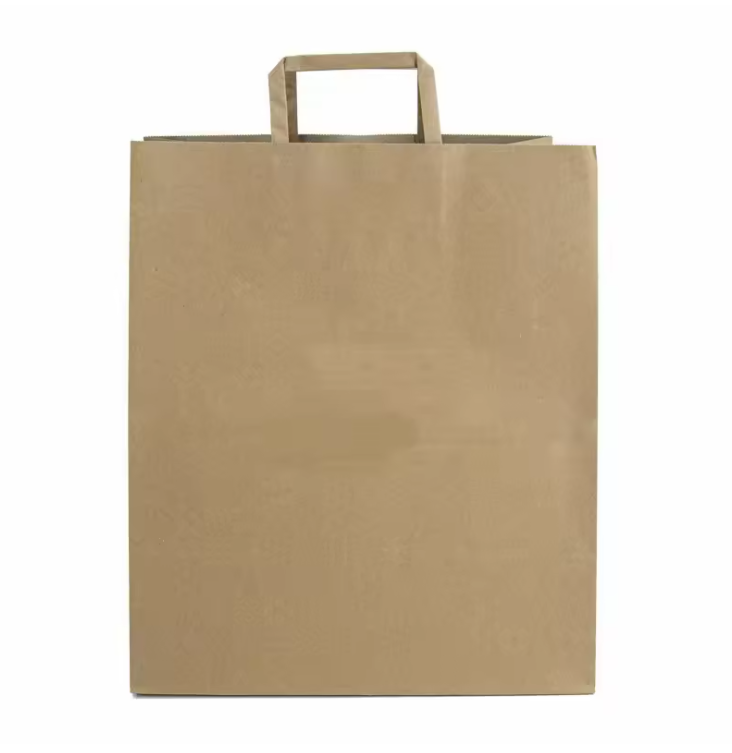 recyclable paper bag Eco friendly with falt handle for food packaging , shopping ,FSC paper ,customized logo