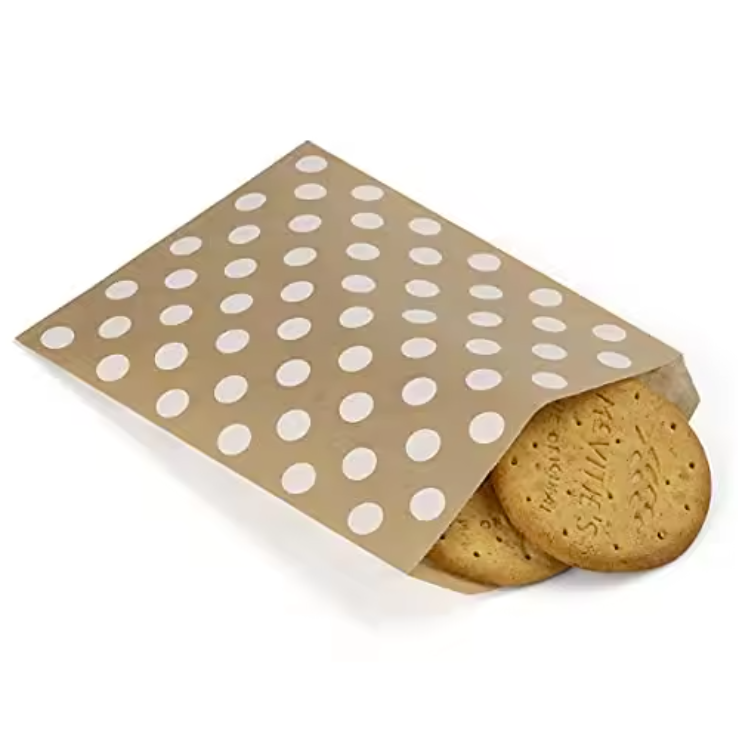 disposable paper bag for bakery kraft paper bag greeseproof customized logo for cookie