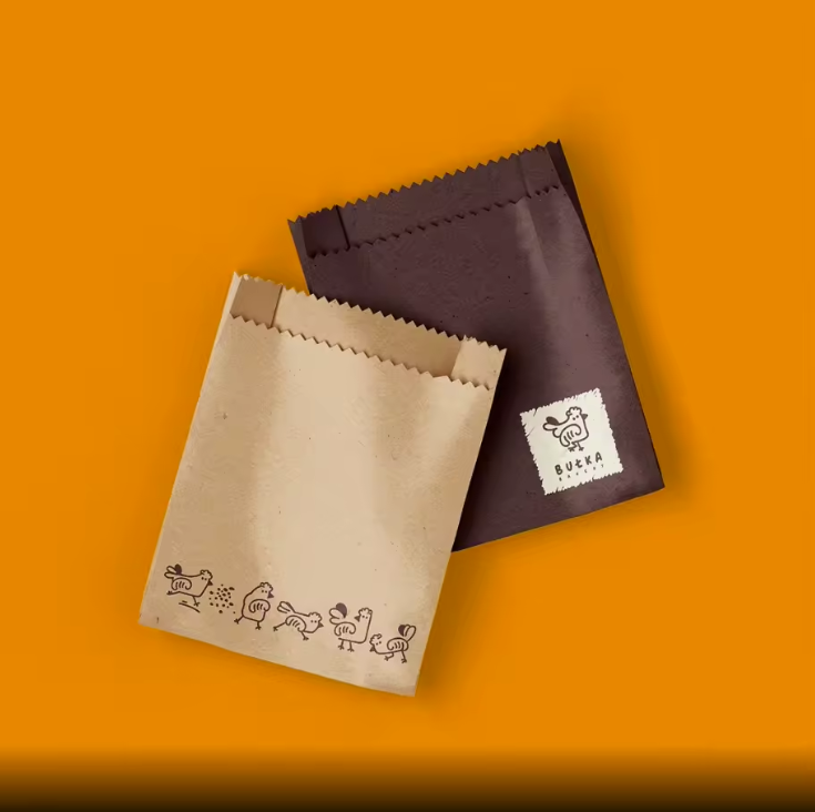 disposable paper bag for bakery kraft paper bag greeseproof customized logo for cookie