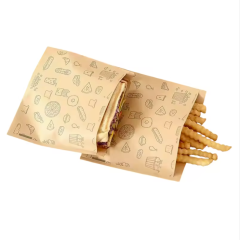 disposable paper bag for bakery kraft paper bag greeseproof customized logo for cookie