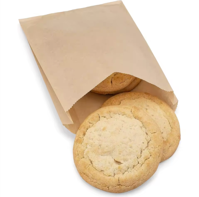 disposable paper bag for bakery kraft paper bag greeseproof customized logo for cookie