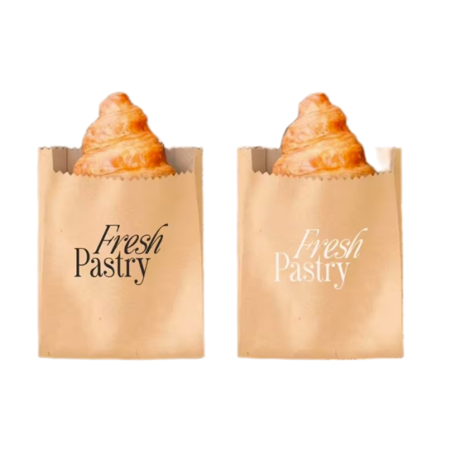 disposable paper bag for bakery kraft paper bag greeseproof customized logo for cookie