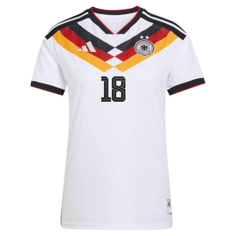 Offizielles Heim der deutschen Nationalmannschaft von adidas für die Saison 2026 - Damen mit Aufdruck Hoffmann 18