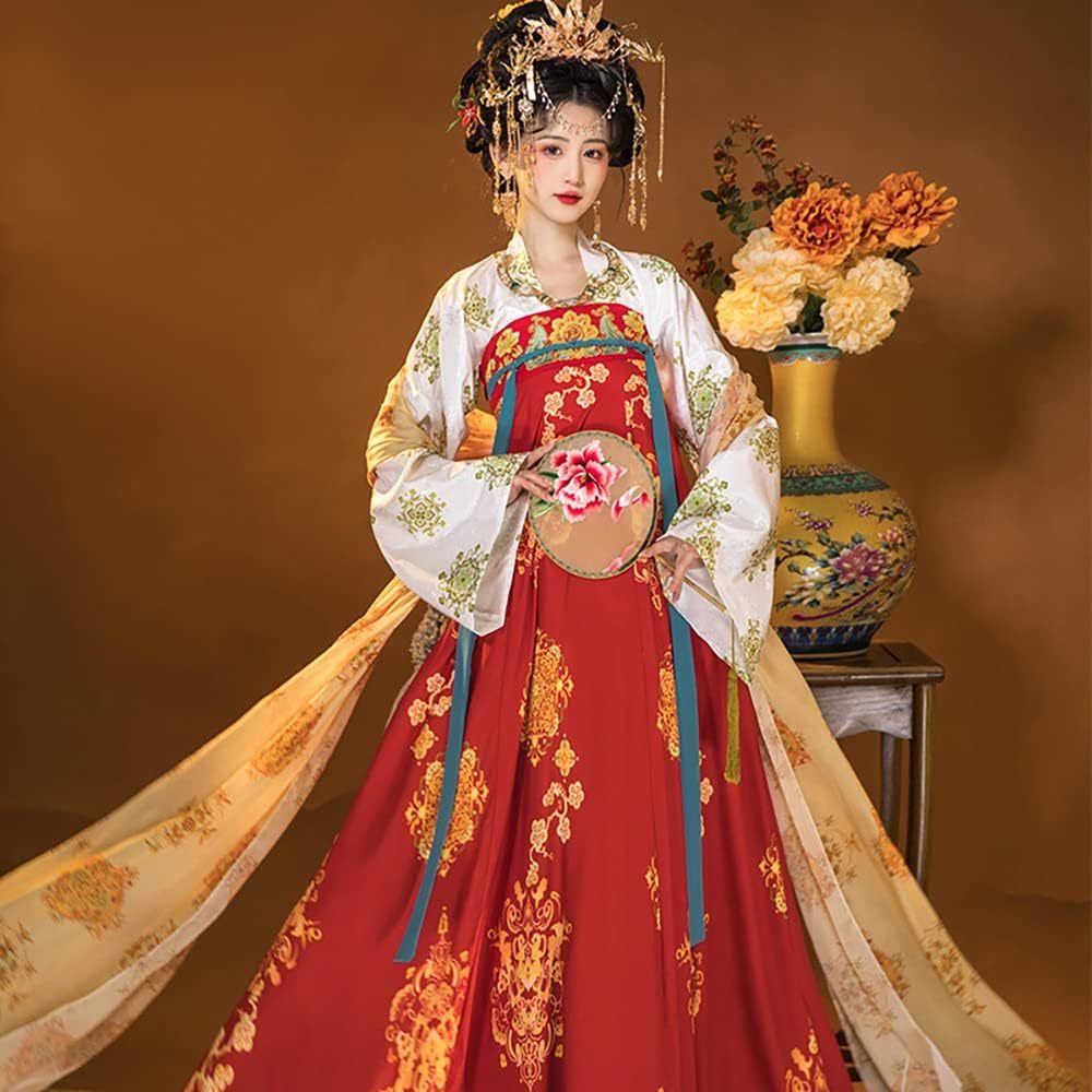 Traditional Chinese Tang Dress for Women - Hanfu Style Tulle Chiffon Outfit Woman