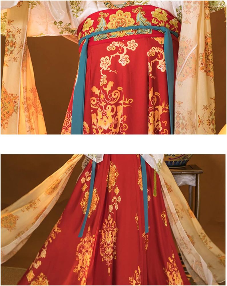 Traditional Chinese Tang Dress for Women - Hanfu Style Tulle Chiffon Outfit Woman