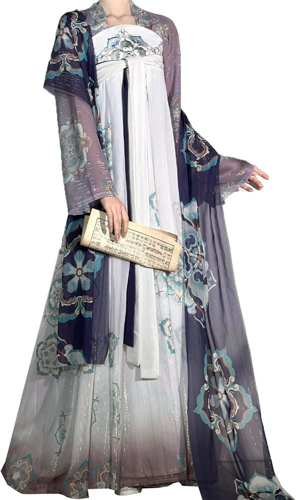 Women's Ancient Chinese Traditional Hanfu Dress Cardigan Tops Long Skirt