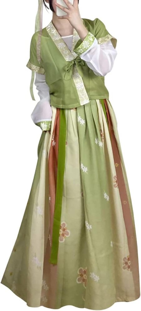 Women's Modern Hanfu Duijin Qiyao Ruqun Outfit Traditional Chinese Dance Costume