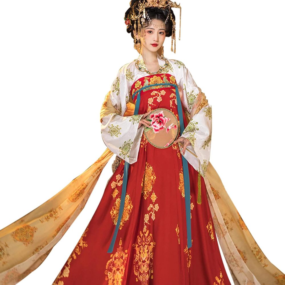 Traditional Chinese Tang Dress for Women - Hanfu Style Tulle Chiffon Outfit Woman