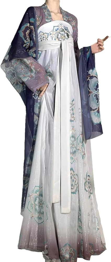 Women's Ancient Chinese Traditional Hanfu Dress Cardigan Tops Long Skirt