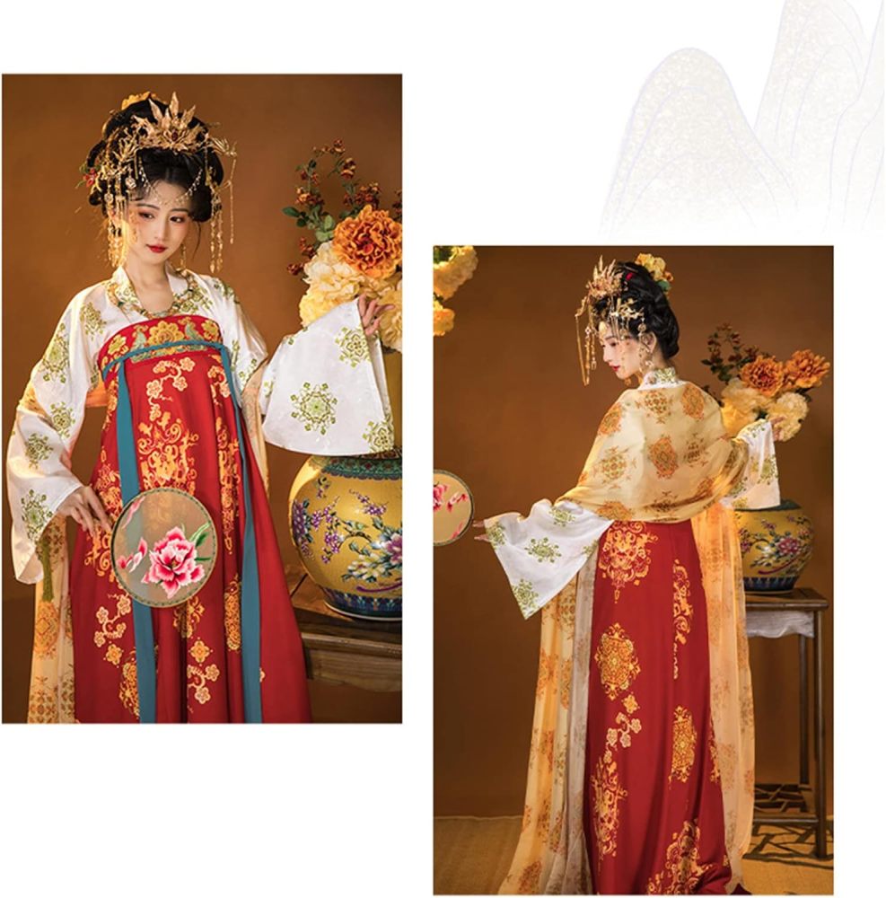 Traditional Chinese Tang Dress for Women - Hanfu Style Tulle Chiffon Outfit Woman