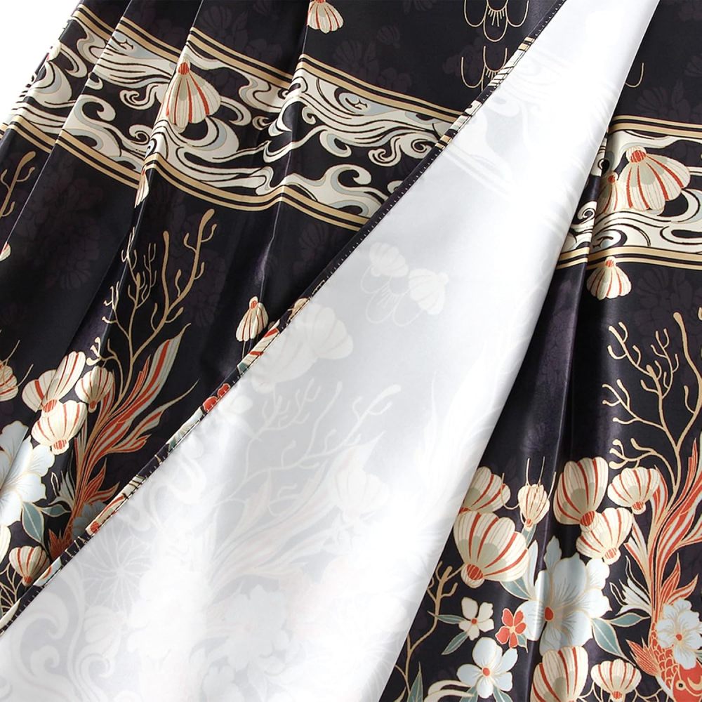 Women's Horse Face Skirt Flower Print Pleated Tie Up A-Line Long Skirt Chinese Style Ming Dynasty Hanfu Midi Skirt