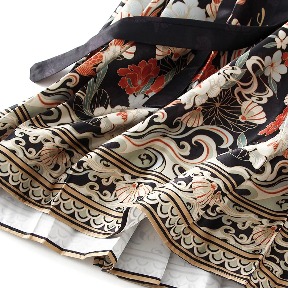 Women's Horse Face Skirt Flower Print Pleated Tie Up A-Line Long Skirt Chinese Style Ming Dynasty Hanfu Midi Skirt