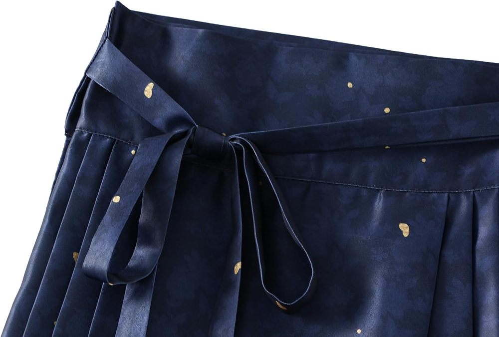 Women's Horse Face Skirt Flower Print Pleated Tie Up A-Line Long Skirt Chinese Style Ming Dynasty Hanfu Midi Skirt